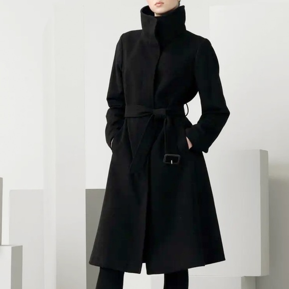 Burberry Funnel Collar Wool & Cashmere Blend Coat